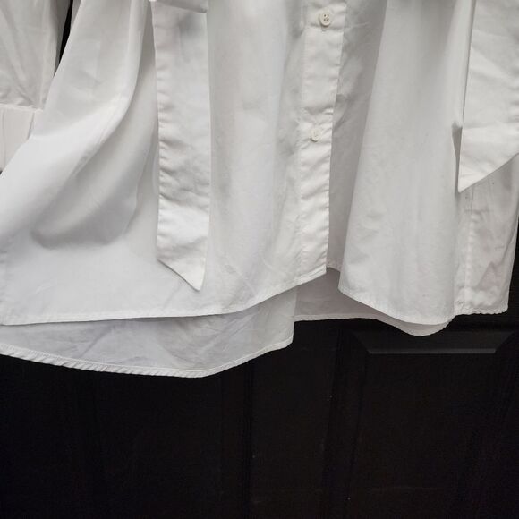 Mona Thalheimer Sz. L White Side Tie Blouse Capsule Minimalist - Picture 11 of 15
